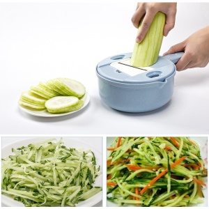Razatoare multifunctionala Flippy pentru legume, fructe, branzeturi, 10 piese, 27.6x8 cm, albastru - Img 3