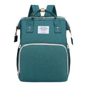 Rucsac Multifunctional pentru Mamici, Flippy, cu Patut Pliabil si Baza de Schimbat, Rezistent la Apa, Capacitate Mare, Usor, Compartimente Multiple, Buzunar Termic pentru Lapte, 42 x 32 x 22 cm, Verde - Img 1