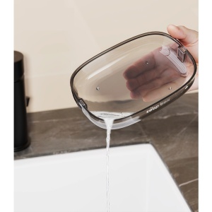 Savoniera cu Suport 2 in 1, Flippy, Pentru Perete sau Blat, PET, Scurgere Optima, GriTransparent - Img 4