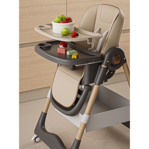Scaun de Masa pentru Bebelusi si Copii, Flippy, 2 Tavite si Husa Detasabile, Multifuncțional, Stabil, Centura de Siguranta, Inaltime Ajustabila, Spatar Reglabil Moale, Cos de Depozitare, 100x50x80cm, de la 6 Luni, Crem - Img 11