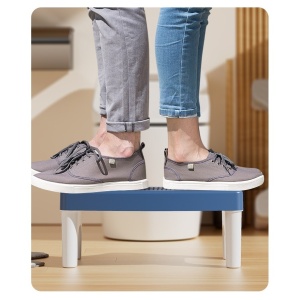 Scaunel WC, Flippy, Tratament Impotriva Hemoroizilor si Constipatiei, Scaun Inaltator WC Copii, Suport Picioare WC, Taburet Inaltator Pozitia Corecta Ghemuit Pe WC, Plastic Rezistent, 17x22x38 cm, Albastru - Img 7