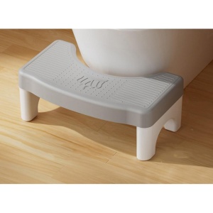 Scaunel WC, Flippy, Tratament Impotriva Hemoroizilor si Constipatiei, Scaun Inaltator WC Copii, Suport Picioare WC, Taburet Inaltator Pozitia Corecta Ghemuit Pe WC, Plastic Rezistent, 17x22x38 cm, Gri - Img 3