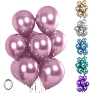 Set 10 Baloane din Latex Chrome, Flippy, Model Party, 23 cm, Mov, 2.2 g - Img 4