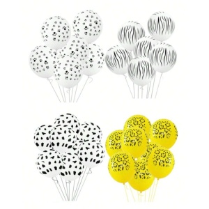 Set 10 Baloane din Latex, Flippy, Model Party Animal Print, 3x Portocaliu, 3x Galben, 4x Alb, 23 cm, 1.4g - Img 2