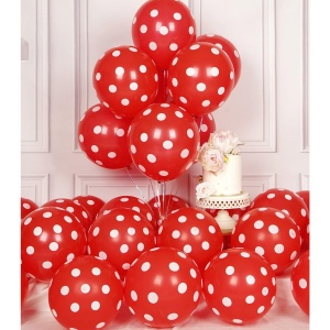 Set 10 Baloane din Latex, Flippy, Model Party cu Buline, 30 cm, Alb si Rosu, 2.8 g - Img 7