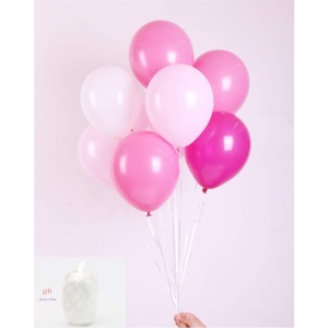 Set 10 Baloane din Latex Metalizate, Flippy, Model Party, 23 cm, Alb si Roz, 2.2 g - Img 2