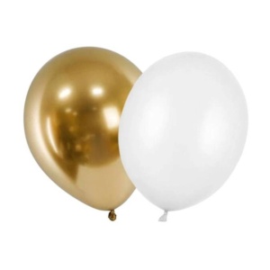 Set 10 Baloane din Latex Metalizate, Flippy, Model Party, 5x Alb, 5x Nude, 23 cm, 2.2 g - Img 5