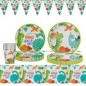 Set 10 Pahare de Carton Happy Birthday, Flippy, Model Dinozauri, Tematica Aniversare, 7.5x8.5 cm, 200 mL, Multicolor - Img 6