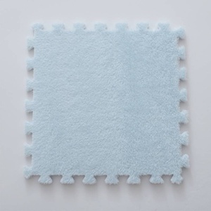 Set 10 Piese Covor tip Puzzle, Flippy, Spuma EVA, Pufos, 30 x 30 x 1 cm, Baby Blue - Img 4