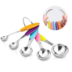 Set 10 Piese de Masurare, Flippy, 5 Linguri Gradate + 5 Cesti Gradate, Otel Inoxidabil + Silicon, 19 x 8 x 9 cm, Multicolor - Img 7
