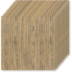 Set 10 Placi Tapet 3D, Flippy, 70 x 70 cm, Grosime 3 mm, din Rasina, Tip Placi de Lemn, Suprafata Acoperita 4.9 mp, Maro Deschis - Img 2