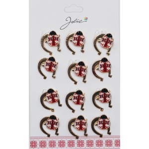 Set 12 Brose Martisor Primavara Buburuza cu Motiv Traditional in Potcoava
