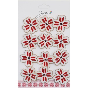 Set 12 Brose Martisor Primavara Trifoi cu Motiv Traditional Rosu