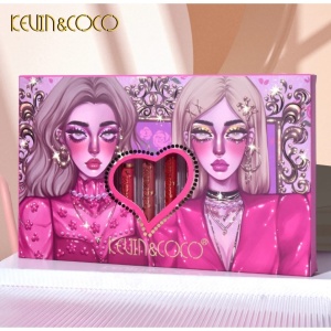 Set 12 Lip Gloss Kevin&Coco, nuante de rosu, rose, nude, cutie dreptunghiulara, 26.5x16.5x2.2 cm, 200 g, multicolor - Img 6