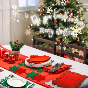 Set 12 Servete pentru Masa si Suporturi de Pahare/Tacamuri, Flippy, 4 Servete 25x35 cm, 4 Suporturi de 13x15 cm, 4 Suporturi de 9.3x10.5 cm, Verde-Rosu - Img 7