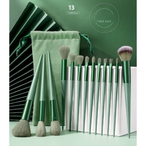 Set 13 pensule pentru machiaj, Flippy, super soft, makeup profesional/incepatori, verde - Img 4