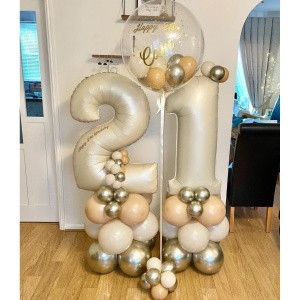 Set 16 Baloane din Latex Metalizate, Flippy, Model Party, 30 cm, Auriu, Bej Inchis si Deschis, 2.8 g - Img 5