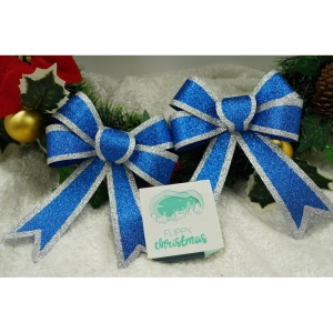 Set 2 fundite pentru brad, Albastre, cu margini argintii, 13 x 18 cm, PVC, Flippy - Img 3