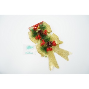 Set 2 fundite pentru brad, Aurii, decorate, cu sclipici, 14 x 19 cm, din poliester, Flippy - Img 4