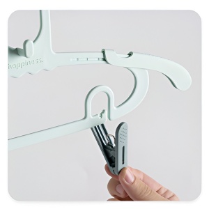 Set 20 de Cleme pentru Haine, Flippy, de Prindere pentru Pantaloni, Atasabile la Umerase, 1.6x2.3x6.35 cm, Verde - Img 6