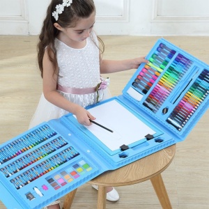 Set 208 Piese, Complet pentru Pictura si Desen, Flippy, Tip Servieta, 3-12 Ani, 32.6 x 27.7 x 6 cm, Albastru - Img 2