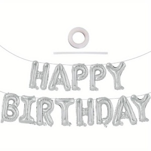 Set 25 de Baloane din Folie Metalizata si Latex, Flippy, Figurine 2 Stele, 4 Baloane Confetti, 13 Litere, 6 Latex, Model Happy Birthday, Tema Aniversare, 40 cm, Ambalaj Individual, Pai Inclus, Umflare cu Aer sau Heliu, Argintiu - Img 7