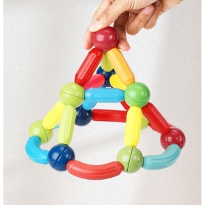 Set 25 de Piese Magnetice de Constructie, Flippy, Puzzle, Forme, 3 Ani, ABS, Magnet, 16x6x14 cm, Multicolor - Img 3