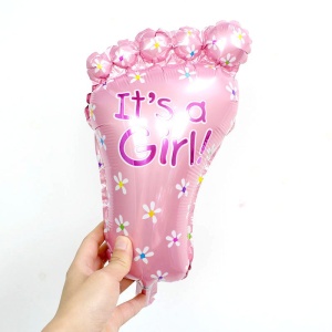 Set 3 Baloane din Folie Metalizata, Flippy, Figurine Picior 46x79 cm, Inima 45 cm, Stea 45cm, Model It's a Girl, Tema Gender Reveal, Ambalaj Individual, Pai Inclus, Umflare cu Aer sau Heliu, Roz - Img 7