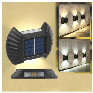 Set 4 Aplica solara LED bidirectionala pentru perete Flippy, in forma de funda, 8 LED-uri, material ABS si PC, lumina puternica, IP65, 10 x 7.5 cm, baterie 1.2 V, 300 mAh, autonomie 8-10 ore, alb rece - Img 5