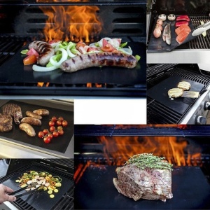 Set 4 Folii Antiaderente din Teflon, Flippy, Multifunctionale, Rezistente la Apa si Temperaturi Ridicate, pentru Gratar, Cuptor, BBQ Grill, 40x33 cm, Negru - Img 5