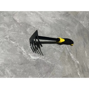 Set 4 Unelte de Gradina Flippy, pentru Plantare, Prelucrare Sol si Ingrijire Plante, Material PVC Carbon, Grebla, Sapaliga cu Cap Dublu, Lopata Mica, Lopata Lata, 43 x 11 cm, Negru/Galben - Img 5