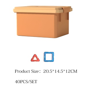 Set 40 Piese Magnetice de Constructie, Flippy, Piese Mici, Magnetic Blocks, Forme Geometrice, 3 Ani, ABS, Magnet, 20.5 x 14.5 x 12 cm, Multicolor - Img 3