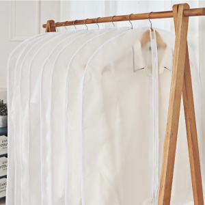 Set 5 Huse de Depozitare cu Fermoar, Flippy, pentru Haine, de Protectie, pentru Voiaj, Netesut, Rezistent la Praf, 60x100 cm, Transparent-Alb - Img 2