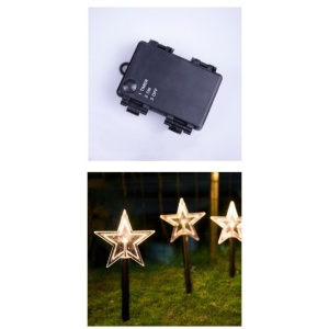 Set 5 Lampi LED cu baterii, de exterior Model Stea, pentru gradina, Flippy, 35.5 cm, Alb Cald - Img 2