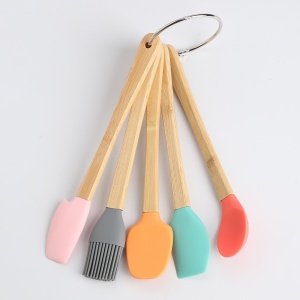 Set 5 Mini Spatule de Silicon Flippy, pensula, Stejar, Multicolor - Img 8