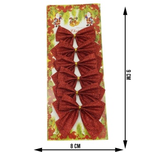 Set 6 fundite pentru brad, Rosii, clasice, cu sclipici, 8 x 9 cm, din poliester, Flippy - Img 6