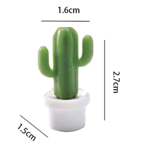 Set 6 Magneti de Frigider, Flippy, Model Cactusi in Ghiveci, din ABS si Magnet, Verde/Alb - Img 4