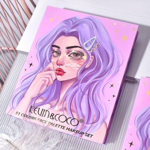 Set 8 Produse de Machiaj, KEVIN & COCO, Violet Fairy, 51 culori, 19.5 x 24.5 x 2.5 cm - Img 2