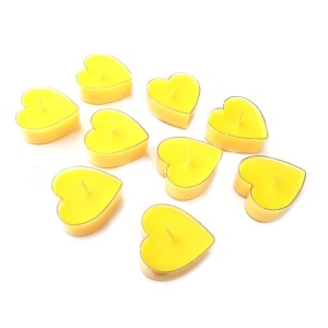Set 9 Lumanari in Forma de Inima, Flippy, pentru Ziua Indragostitilor, Aroma de Citrice, Ardere 3.5 h, din Parafina, 4 x 2 cm, Galben - Img 6