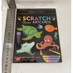 Set 9 Planse Razuibile, Flippy, Scratch ArtCards, +3 Ani, de Razuit si de Colorat, 19 x 14 cm, Model Ocean, Multicolor - Img 2