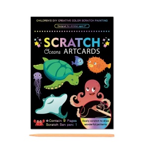 Set 9 Planse Razuibile, Flippy, Scratch ArtCards, +3 Ani, de Razuit si de Colorat, 19 x 14 cm, Model Ocean, Multicolor - Img 1
