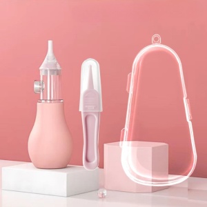 Set Aspirator Nazal pentru Copii, Flippy, Manual, Anti-Reflux, cu Pompita, Usor de Curatat, Varf din Silicon, 11.2x4cm, Roz - Img 2