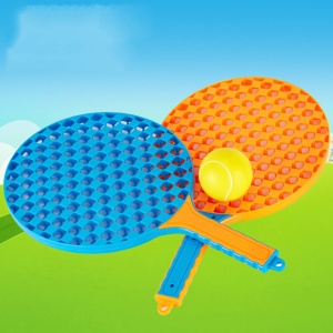 Set Badminton pentru Copii, Flippy, 2 Palete, 3 Mingi, Pentru Joaca si Antrenament, Albastru Portocaliu - Img 6