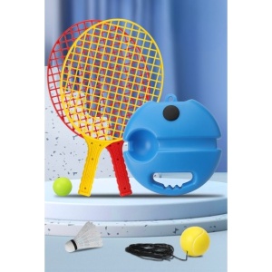 Set Badminton pentru Copii, Flippy, Doua Palete, Fluturas, 2 Mingi, Minge cu Elastic pentru Antrenament, Suport de Prindere Stabil, 40.5x23 cm, Rosu Galben - Img 7