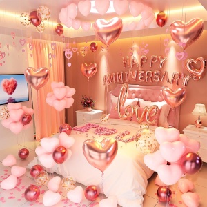 Set Baloane din Folie Metalizata, Flippy, Model Happy Anniversary, Litere de 40 cm, Baloane Party, Ambalaj Individual, Pai Inclus, Umflare cu Aer sau Heliu, Roz - Img 13