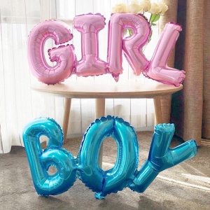 Set Baloane din Folie Metalizată, Flippy, Model Scris Girl, 43x106.5 cm, Tematica Baby Shower, Baloane Party, Ambalaj Individual, Pai Inclus, Umflare cu Aer sau Heliu, Roz - Img 4