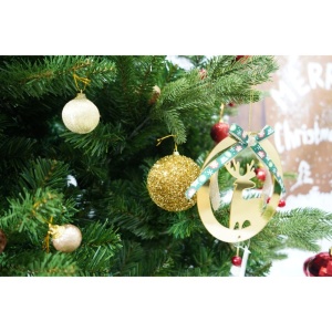 Set brad artificial de Craciun si elemente decorative, decorat cu conuri pin rosii, inaltime 210 cm, diametru 137 cm, 1172 ramuri, Flippy, verde, suport metalic inclus - Img 5