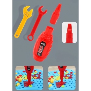 Set Constructie Bormasina Magica cu Servieta, Flippy, 310 Piese, Albastru, Piese Multicolore, Plastic, 31x46 cm - Img 3