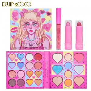 Set de Machiaj, Kevin & Coco, 26 de Culori, Pigmentate, Fard de ochi, Ruj, Gloss, Fard Obraz, 19x18x2 cm, Diferite Nuante - Img 3