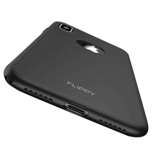 Set Husa si Folie de Protectie, Flippy, Compatibila cu Apple iPhone X, Full Cover 360°, Plastic + Sticla, Negru - Img 13